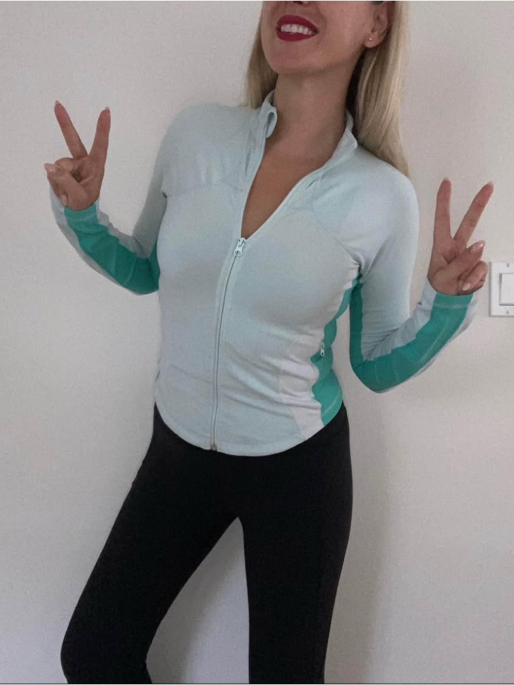 Lululemon Athletica Mint and Aqua Zip-Up Jacket